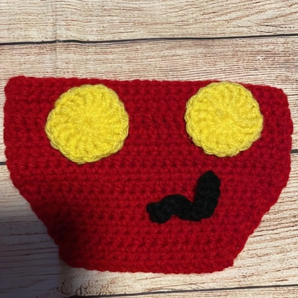 Handmade Disney Mickey Mouse Beanie Hat & Diaper Cover Set